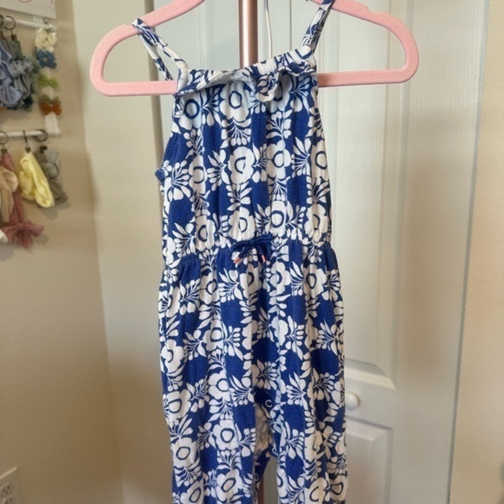 Floral Blue and White Jumpsuit